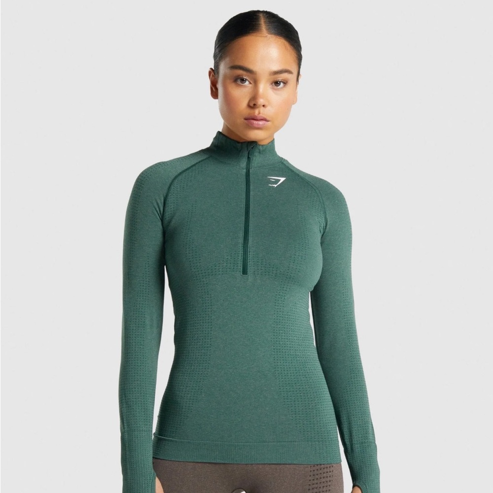 Gymshark vital seamless 2.0 half zip pullover green